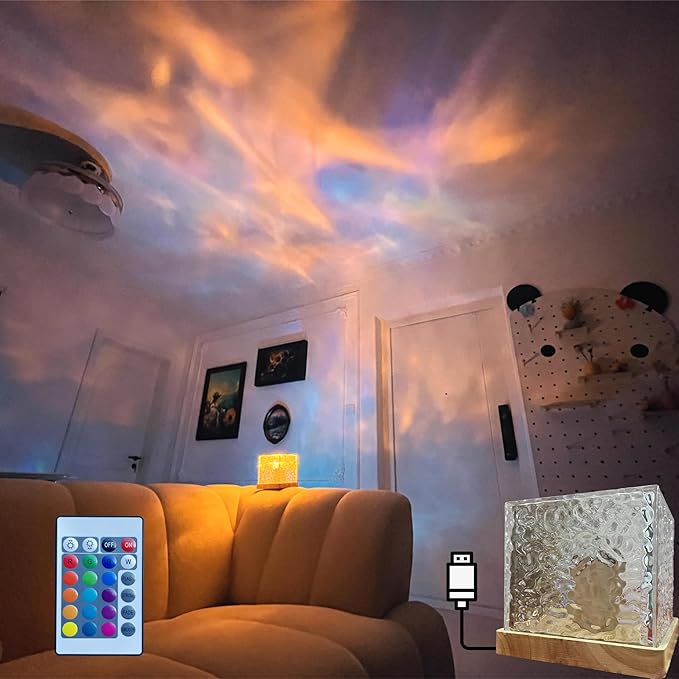 Urban Aurora Wave LED Crystal Night Light Lamp • Room Decor