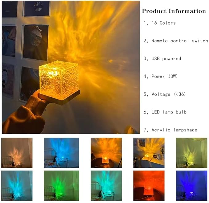 Urban Aurora Wave LED Crystal Night Light Lamp • Room Decor