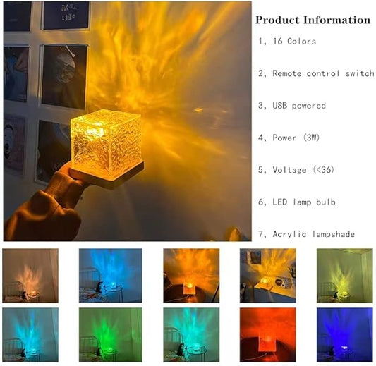 Urban Aurora Wave LED Crystal Night Light Lamp • Room Decor