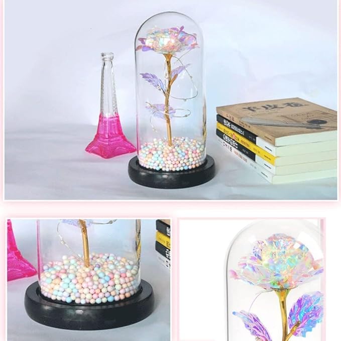 Urban Crystal Box Tulips LED Light • Galaxy Rose Gift
