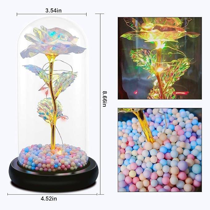 Urban Crystal Box Tulips LED Light • Galaxy Rose Gift