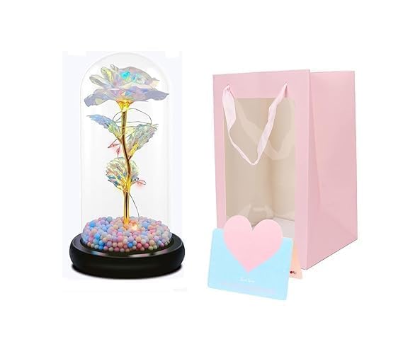 Urban Crystal Box Tulips LED Light • Galaxy Rose Gift