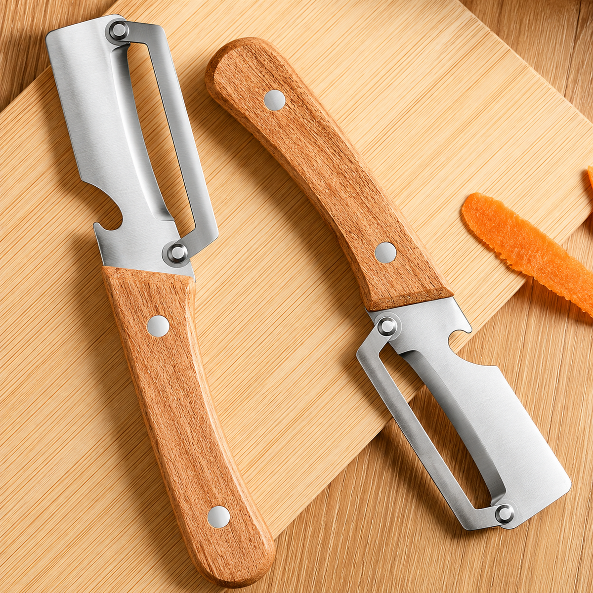 Urban Zero Snag Wooden Peeler for Kitchen Tool,Premium 2-in-1 Multifunctional Fruit & Vegetable Peeler -  Pack of 2