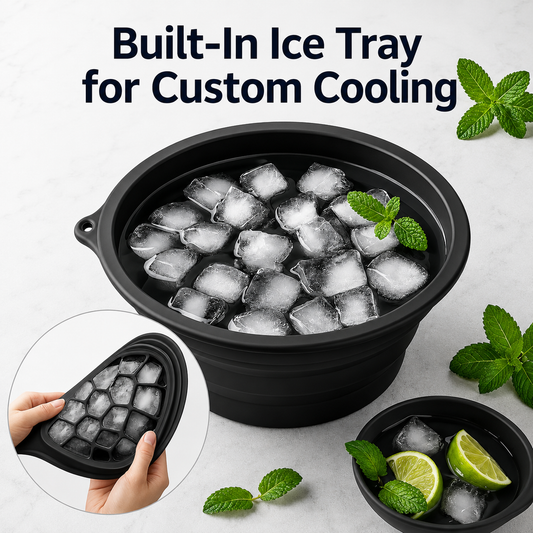 Urban Collapsible Silicone Ice Bowl | Foldable Face Wash Basin with Built-in Ice Tray